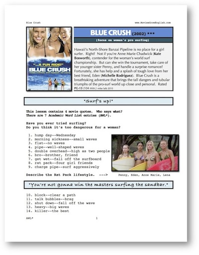 Whole Movie Portal, ESL movie lesson, Blue Crush